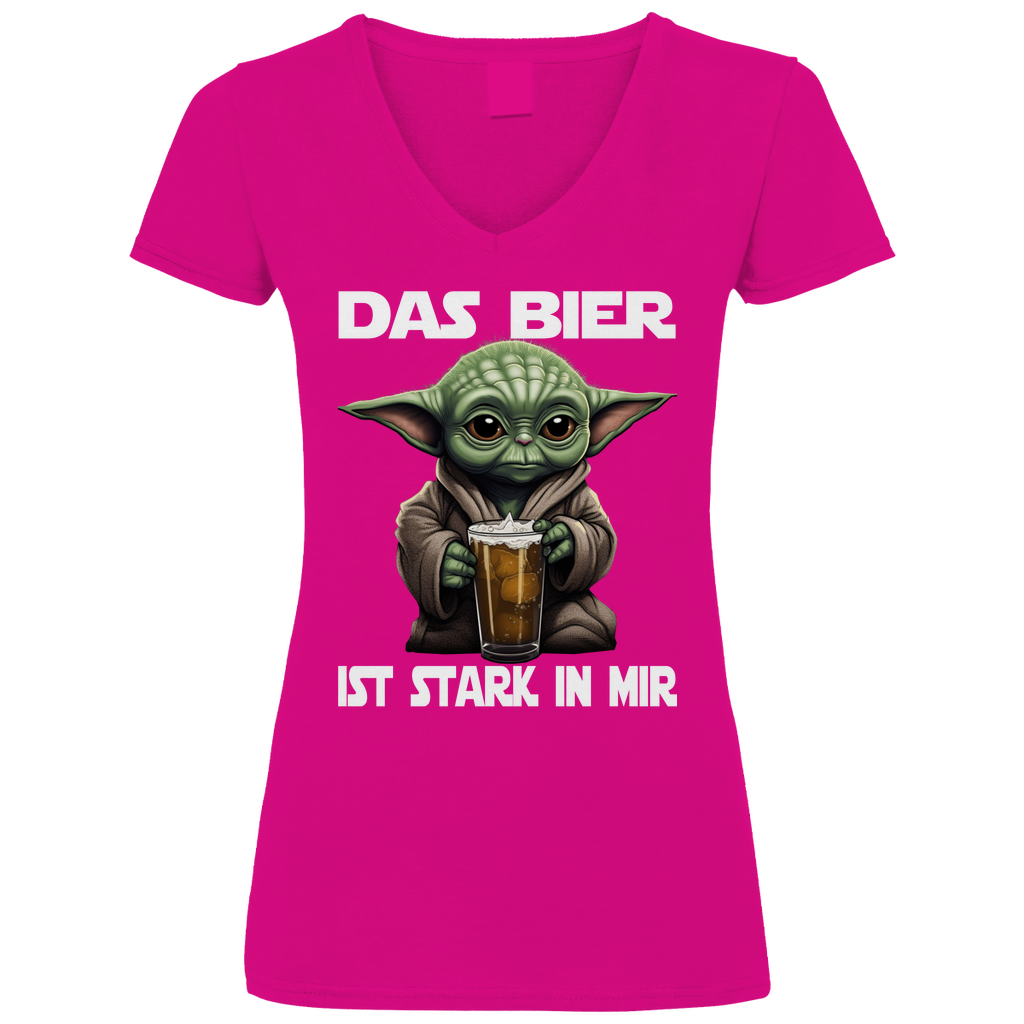 Das Bier ist stark in mir - Baby Yoda Grogu - V-Neck Damenshirt