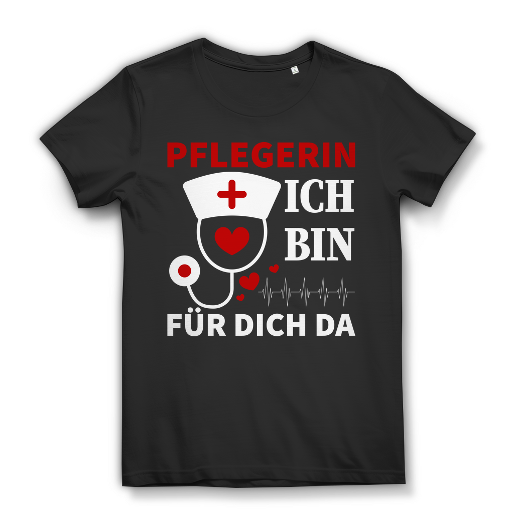Damen T-Shirt – Pflegerin: Ich bin für dich da – Krankenschwester Geschenk Black