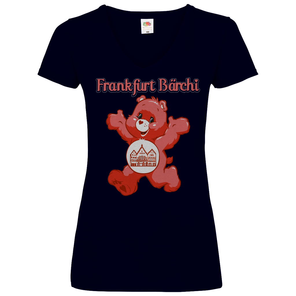 Frankfurt Bärchi - Glücksbärchi - V-Neck Damenshirt Deep Navy