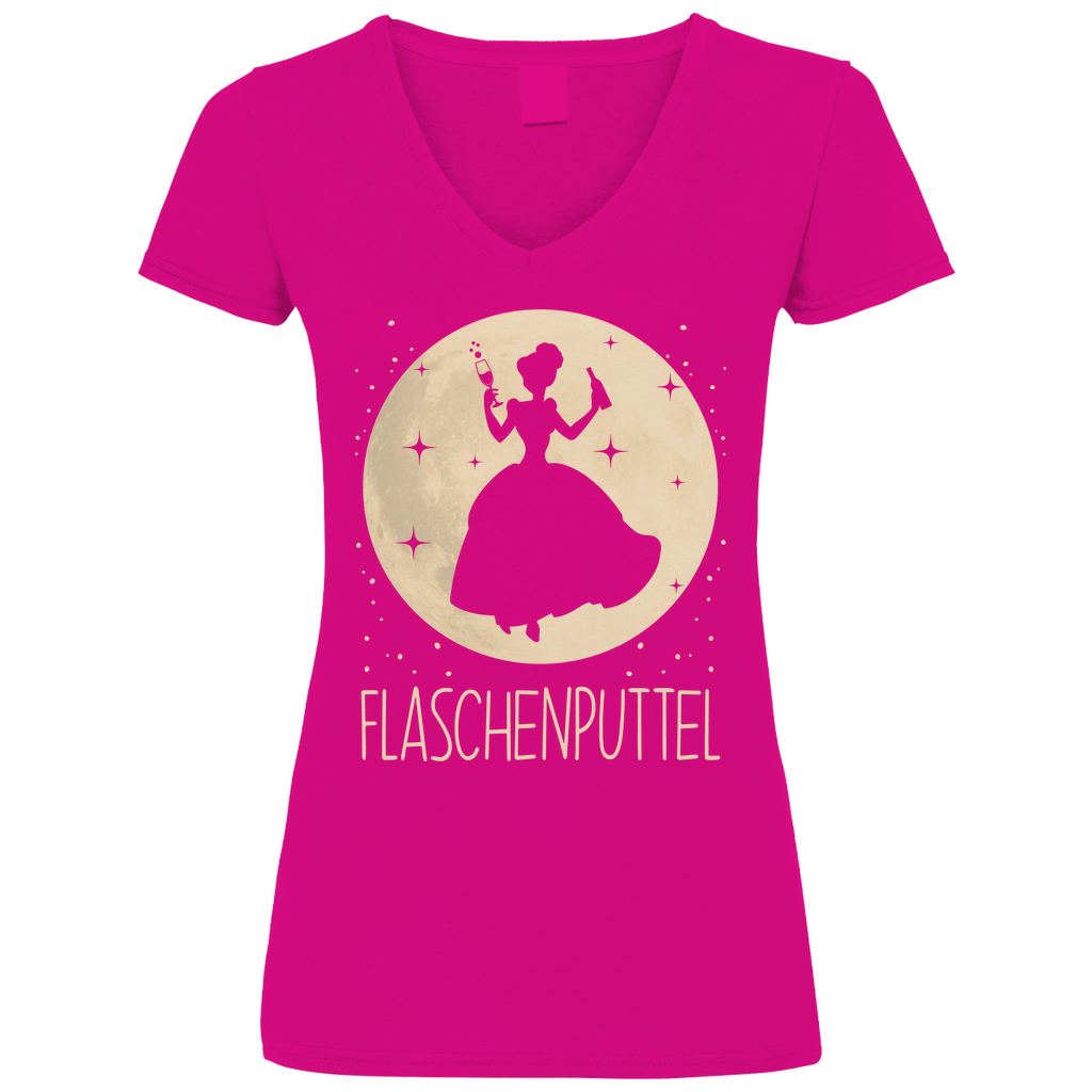Mond Prinzessin - Flaschenputtel - V-Neck Damenshirt