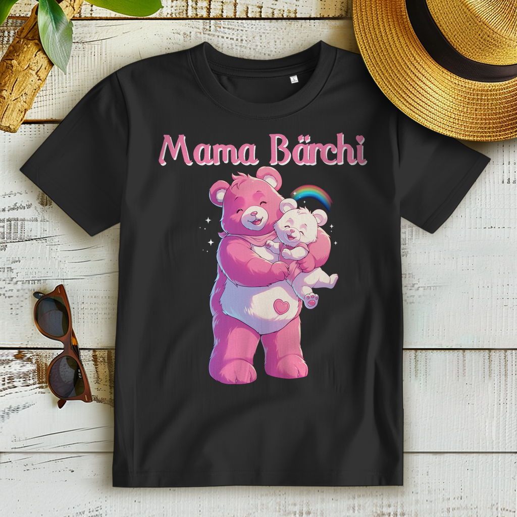 Mama Mutter Bärchi Glücksbärchi Muttertag - Damen Premium Bio T-Shirt Schwarz