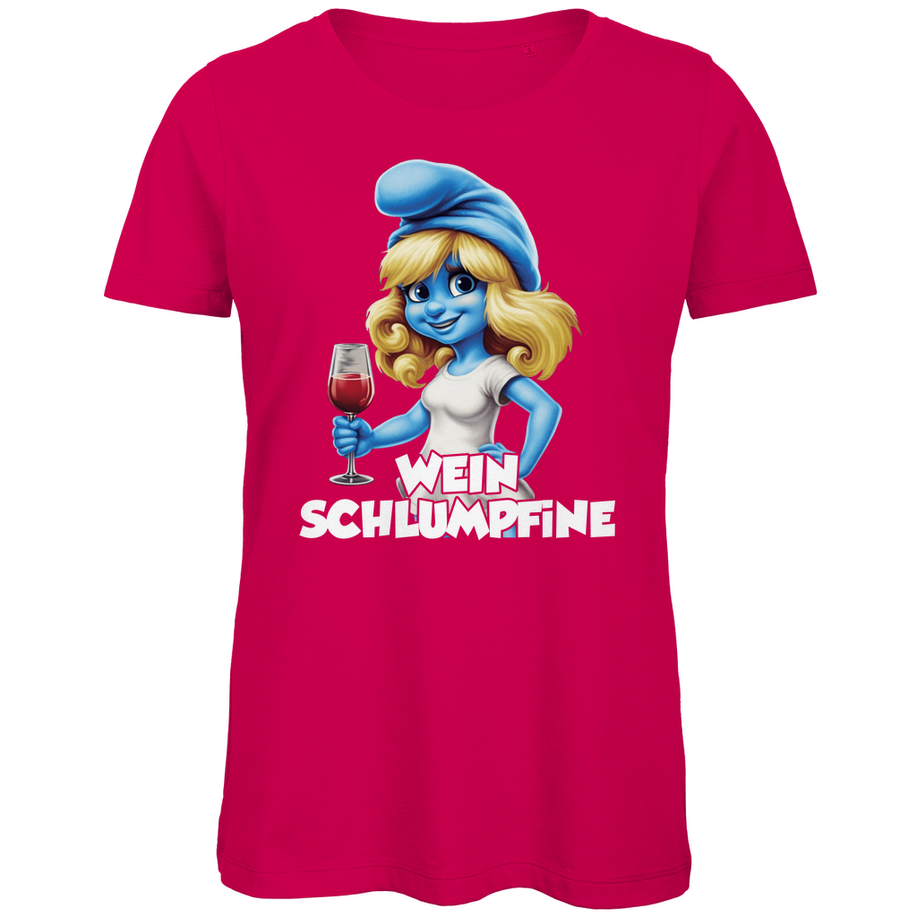 Wein Schlumpfine Grafik - Damen Premium Bio T-Shirt Fuchsia