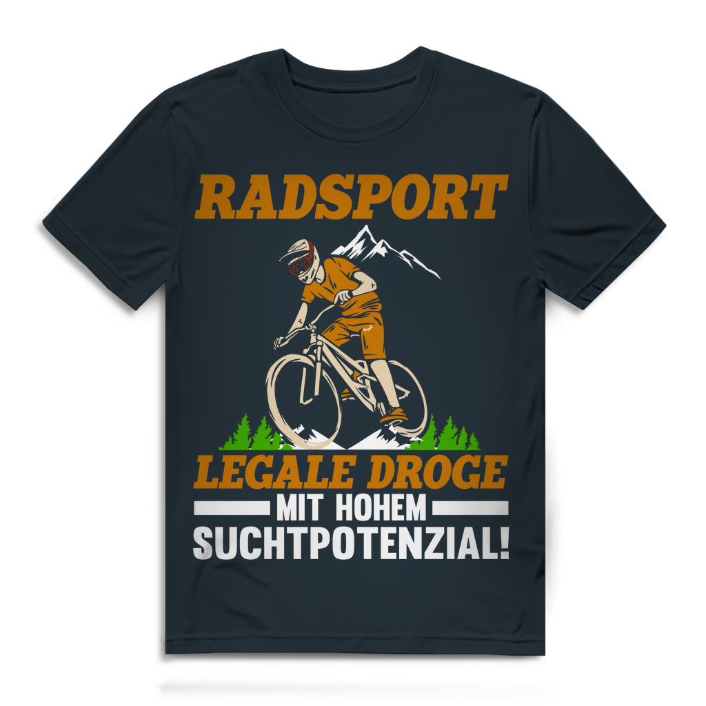 Herren Bio T-Shirt Fahrrad Spruch Radsport legale Droge Fun Mountainbike Humor Dark Grey Solid