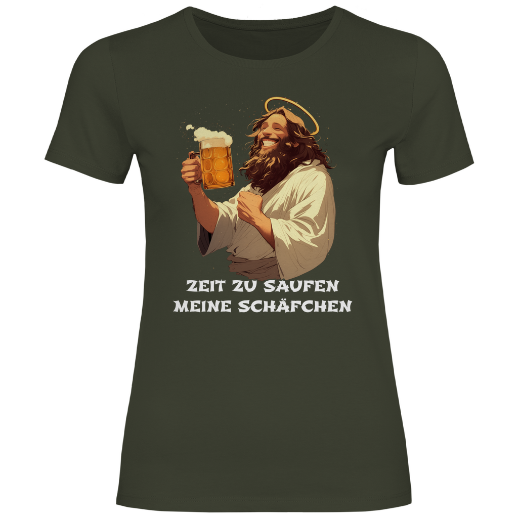 Zeit zu saufen meine Schäfchen - Damenshirt Urban Khaki