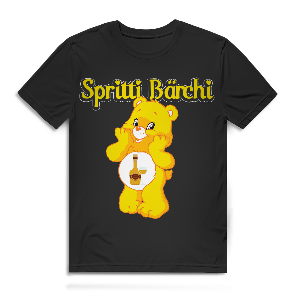 Spritti Bärchi Shirt Männer – Lustige Glücksbärchi Parodie mit Alkohol Motiv Black