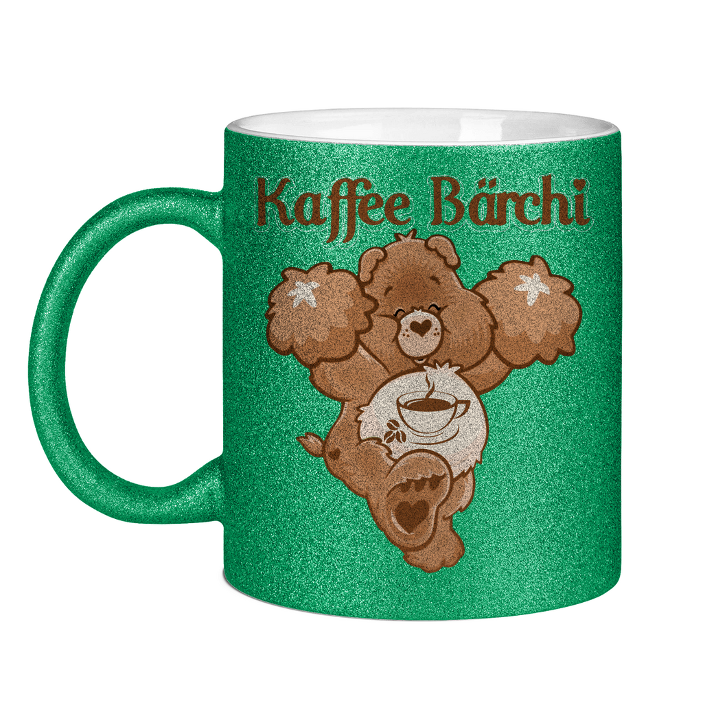 Kaffee Bärchi - Glücksbärchi - Glitzertasse Green Glitter