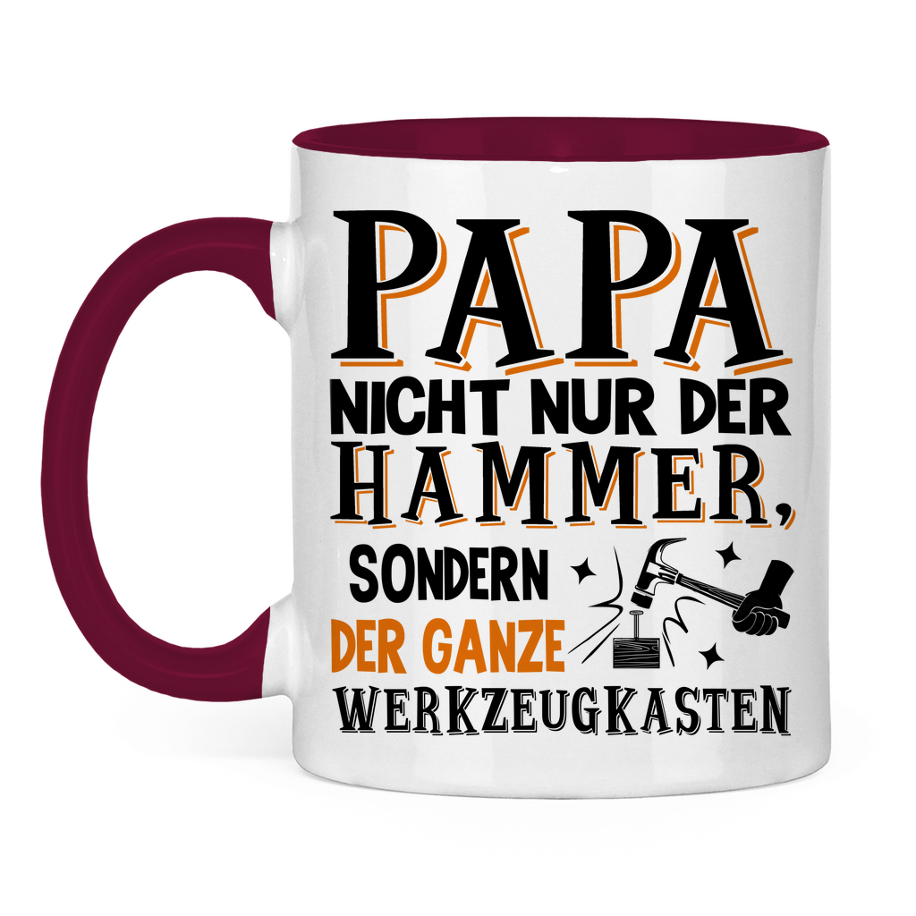 Papa nicht nur der Hammer sondern der ganze Werkzeugkasten - Tasse zweifarbig Burgundy