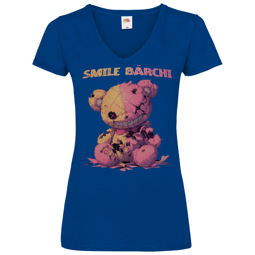 Smile Bärchi - V-Neck Damenshirt Royal Blue XL
