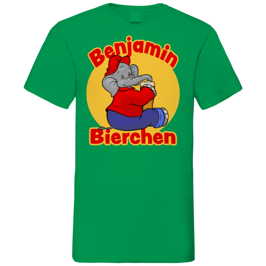 Benjamin Blümchen Bierchen - Herren V-Neck Shirt Kelly Green