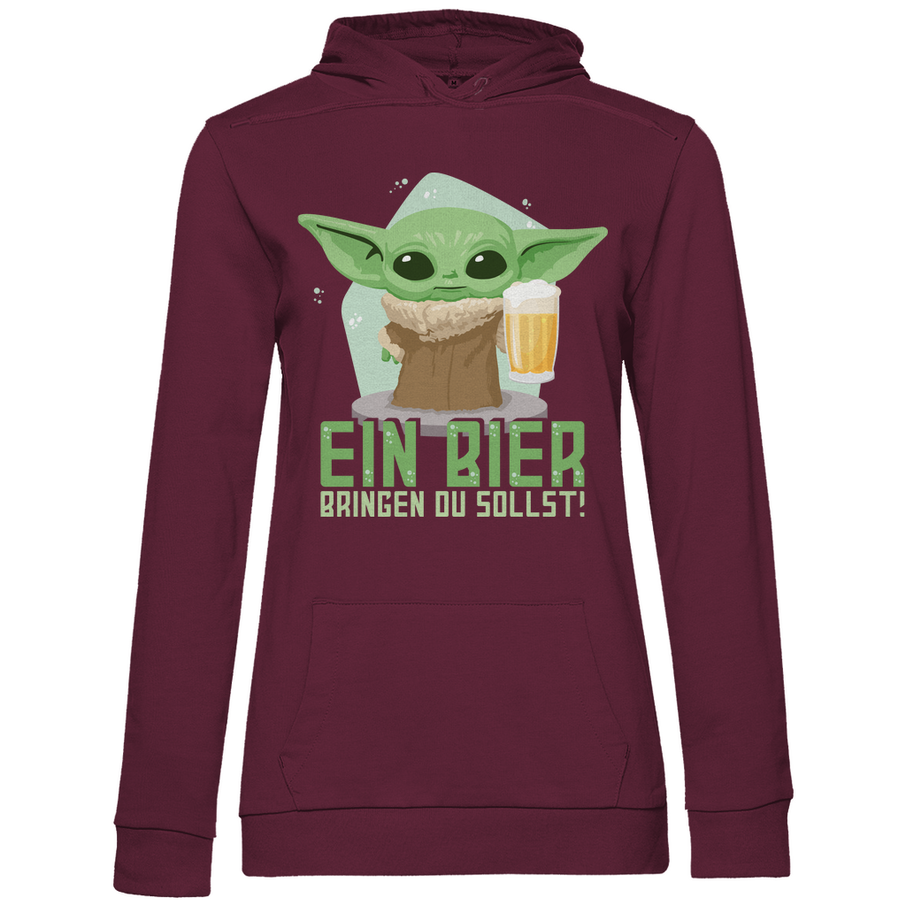 Ein Bier bringen du sollst Baby Yoda Grogu - Damen Hoodie Wine