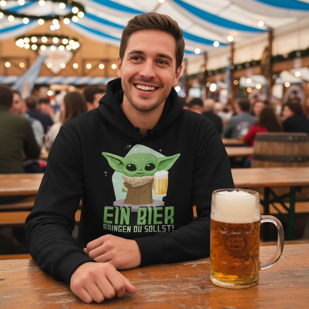 Ein Bier bringen du sollst Baby Yoda Grogu - Unisex Hoodie