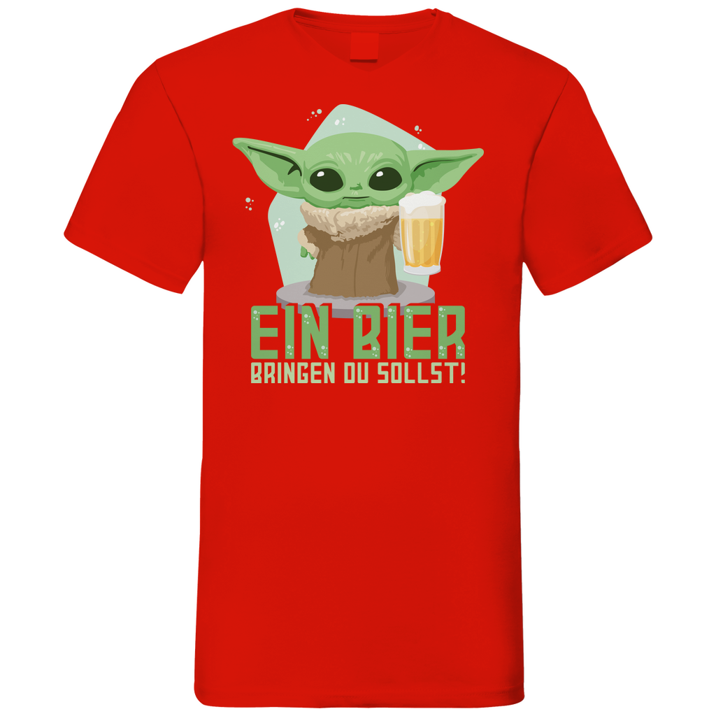 Ein Bier bringen du sollst Baby Yoda Grogu - Herren V-Neck Shirt Red