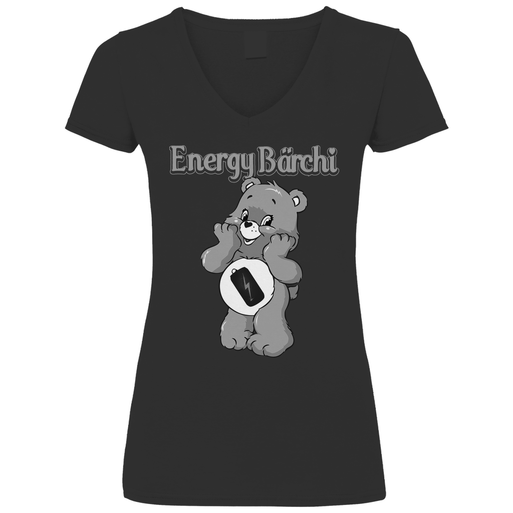 Energy Bärchi - Glücksbärchi - V-Neck Damenshirt Black