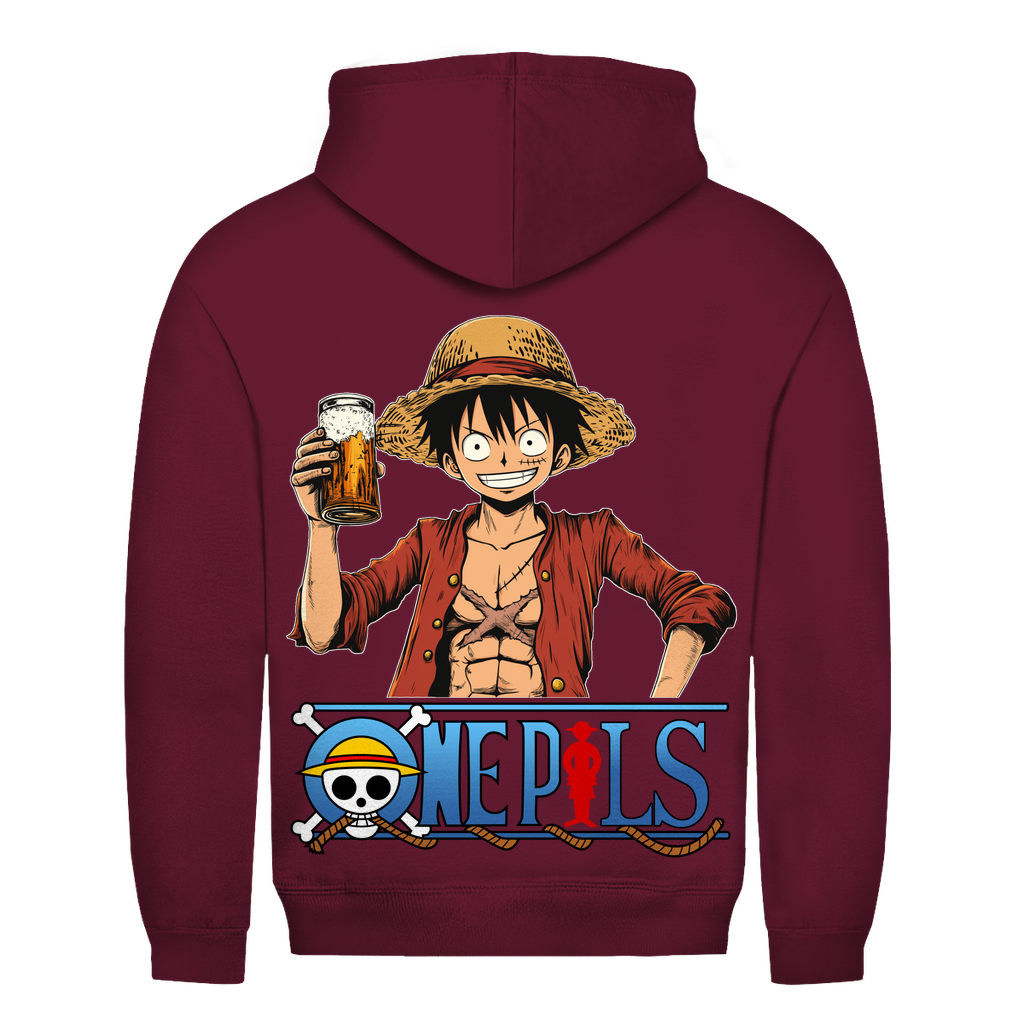 One Pils - One Piece Ruffy - Herren Hoodie Burgundy