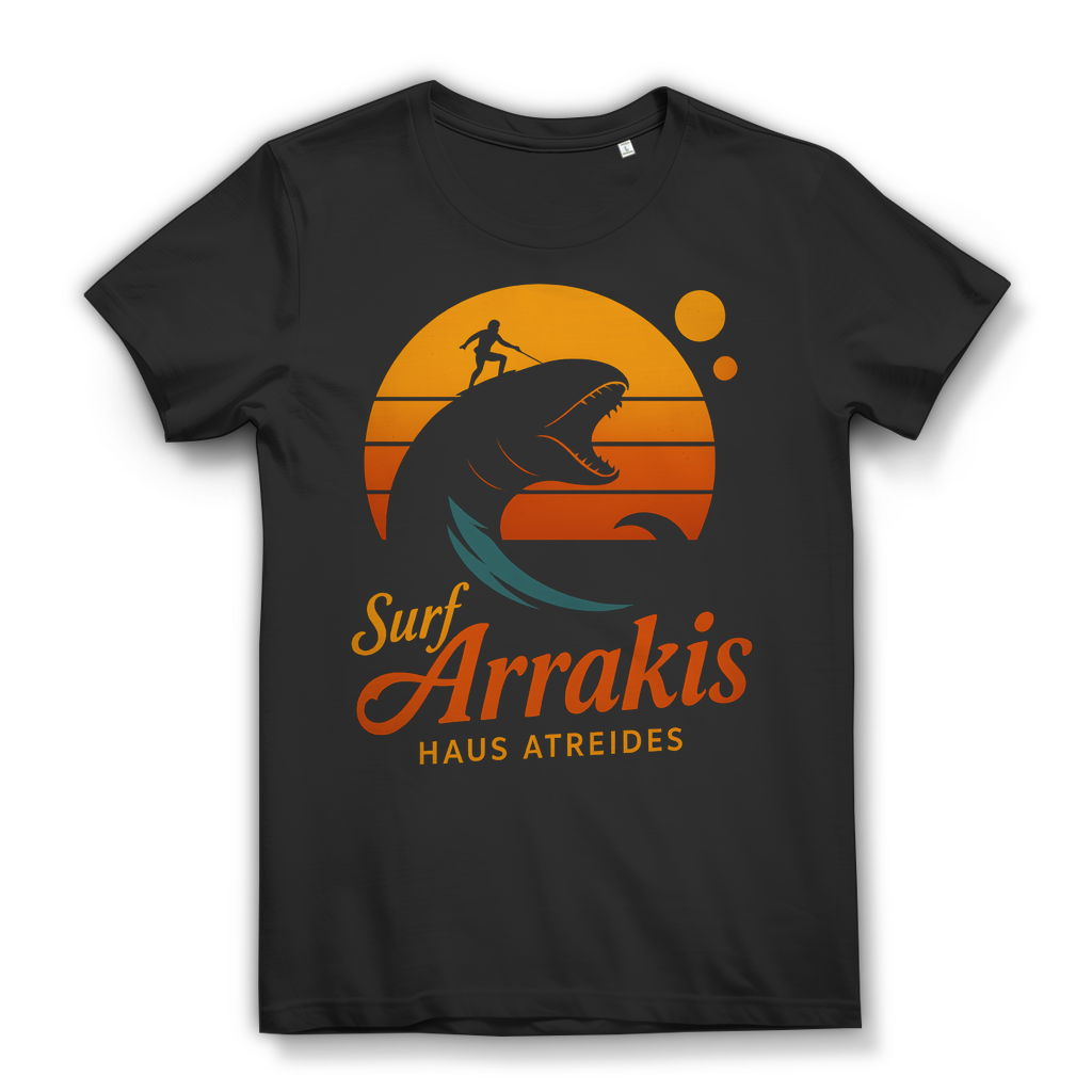 Surf Arrakis Sandwurm Retro Vintage Dune Haus Atreides - Damen Premium Bio T-Shirt Black