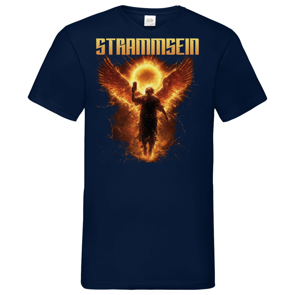 Strammsein Du Ich Wir Bier - Herren V-Neck Shirt Navy