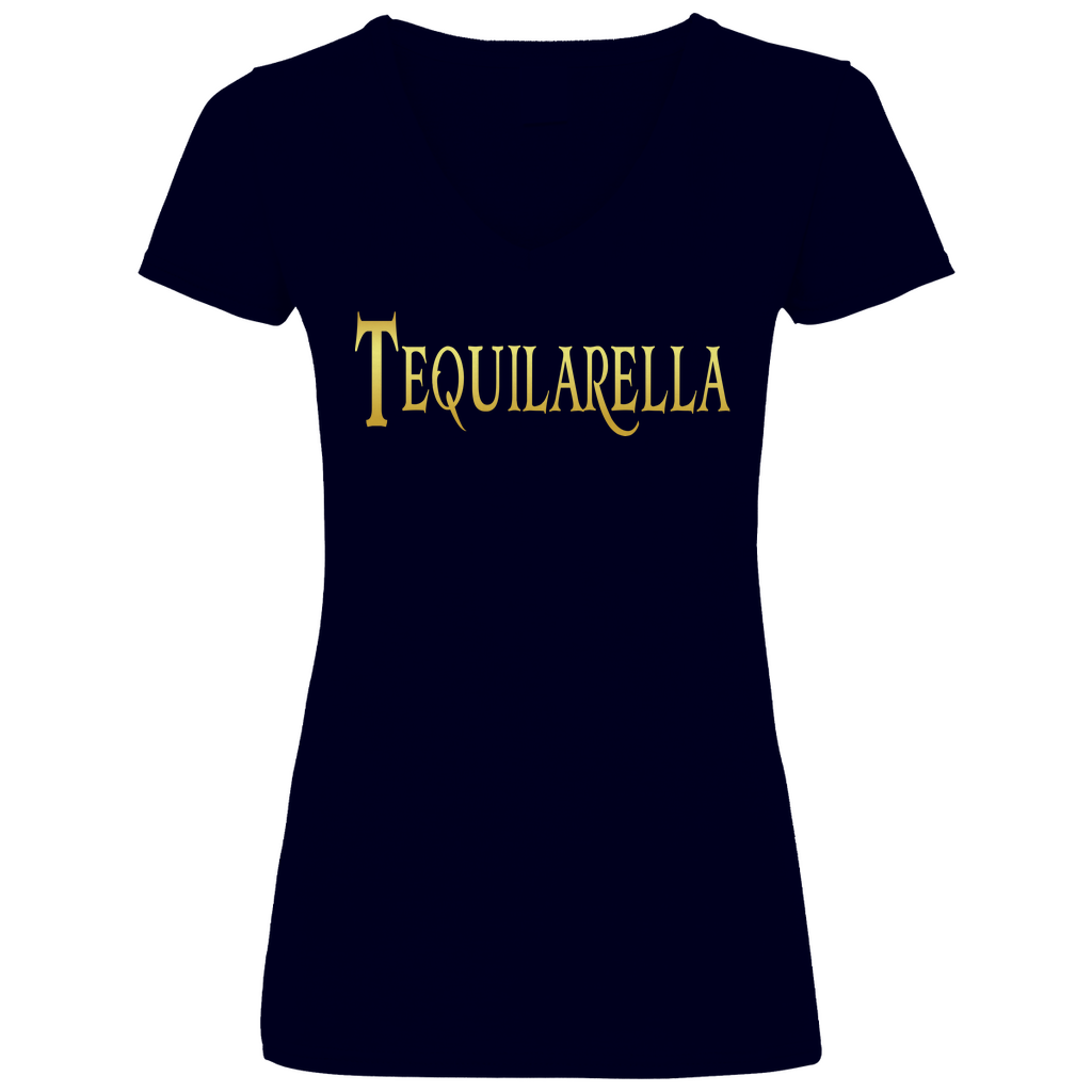 Tequilarella - Prinzessin Gold - V-Neck Damenshirt Deep Navy