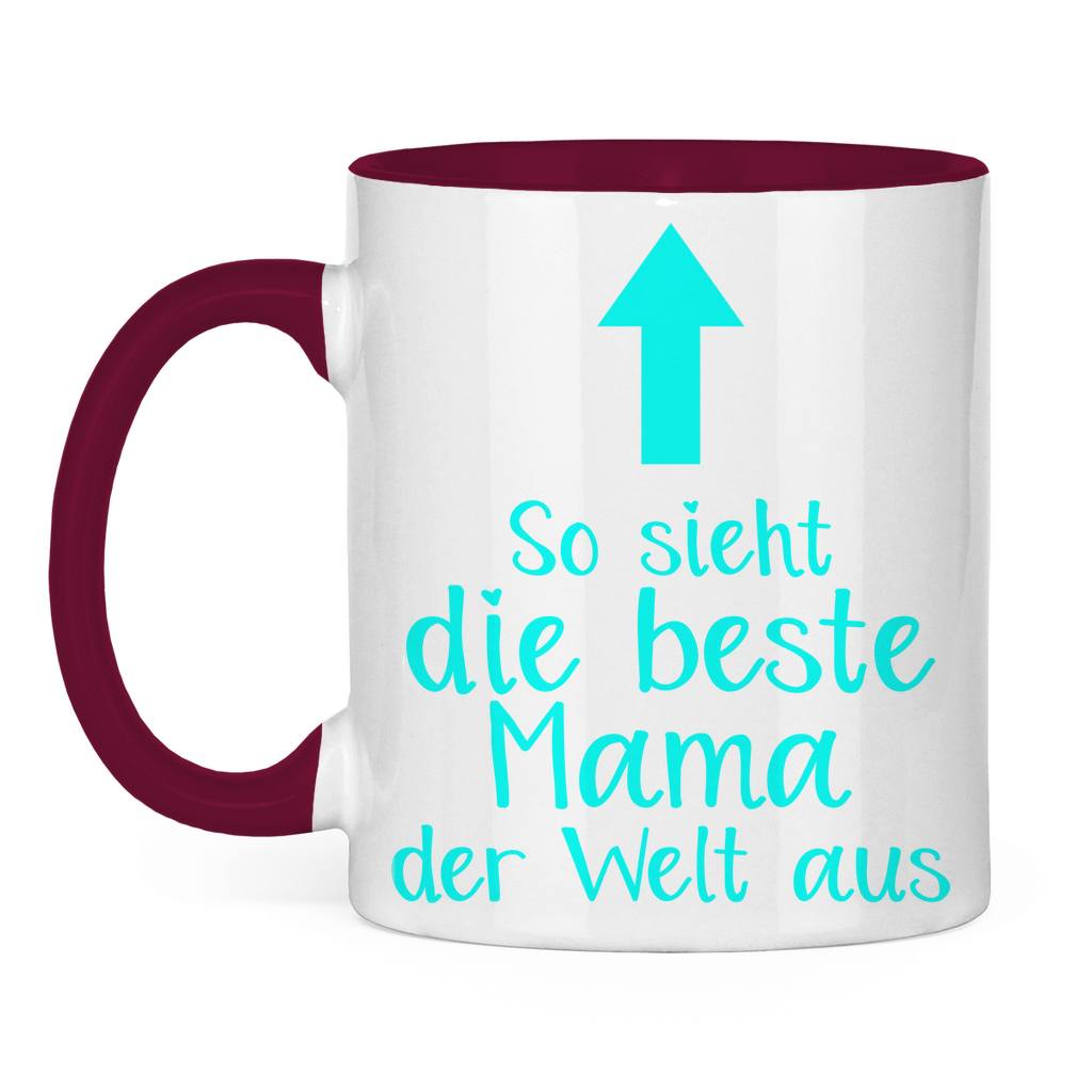 So sieht die beste Mama der Welt aus - Tasse zweifarbig Burgundy