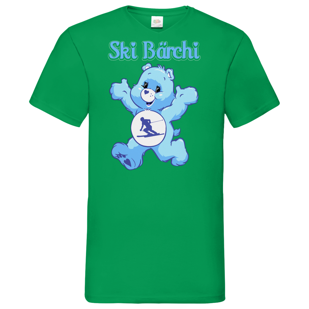 Ski Bärchi - Glücksbärchi - Herren V-Neck Shirt Kelly Green