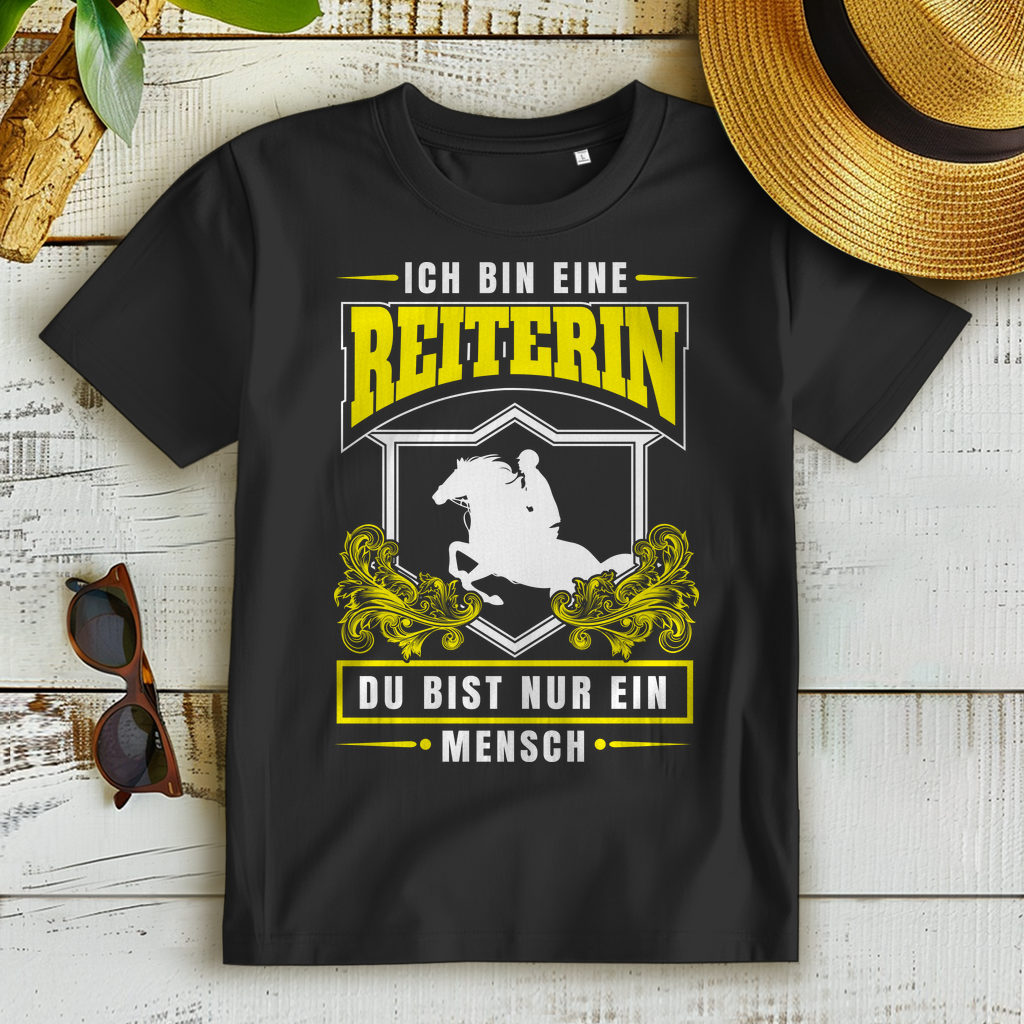 Reiterin Funshirt Frauen – Stolze Pferdeliebhaberin Spruch auf Bio Baumwolle