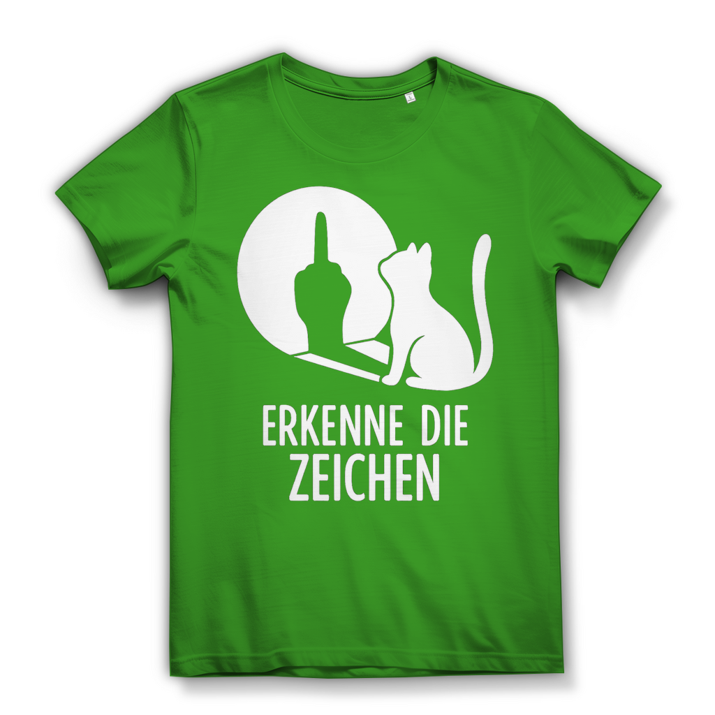 Damen Premium Bio T-Shirt Erkenne Die Zeichen Katze Katzenliebhaber Real Green
