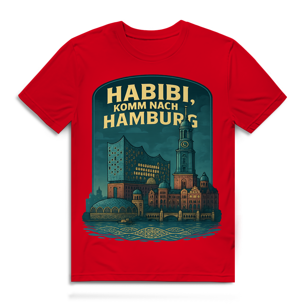 Habibi komm nach Hamburg - Herren Premium Bio T-Shirt Red