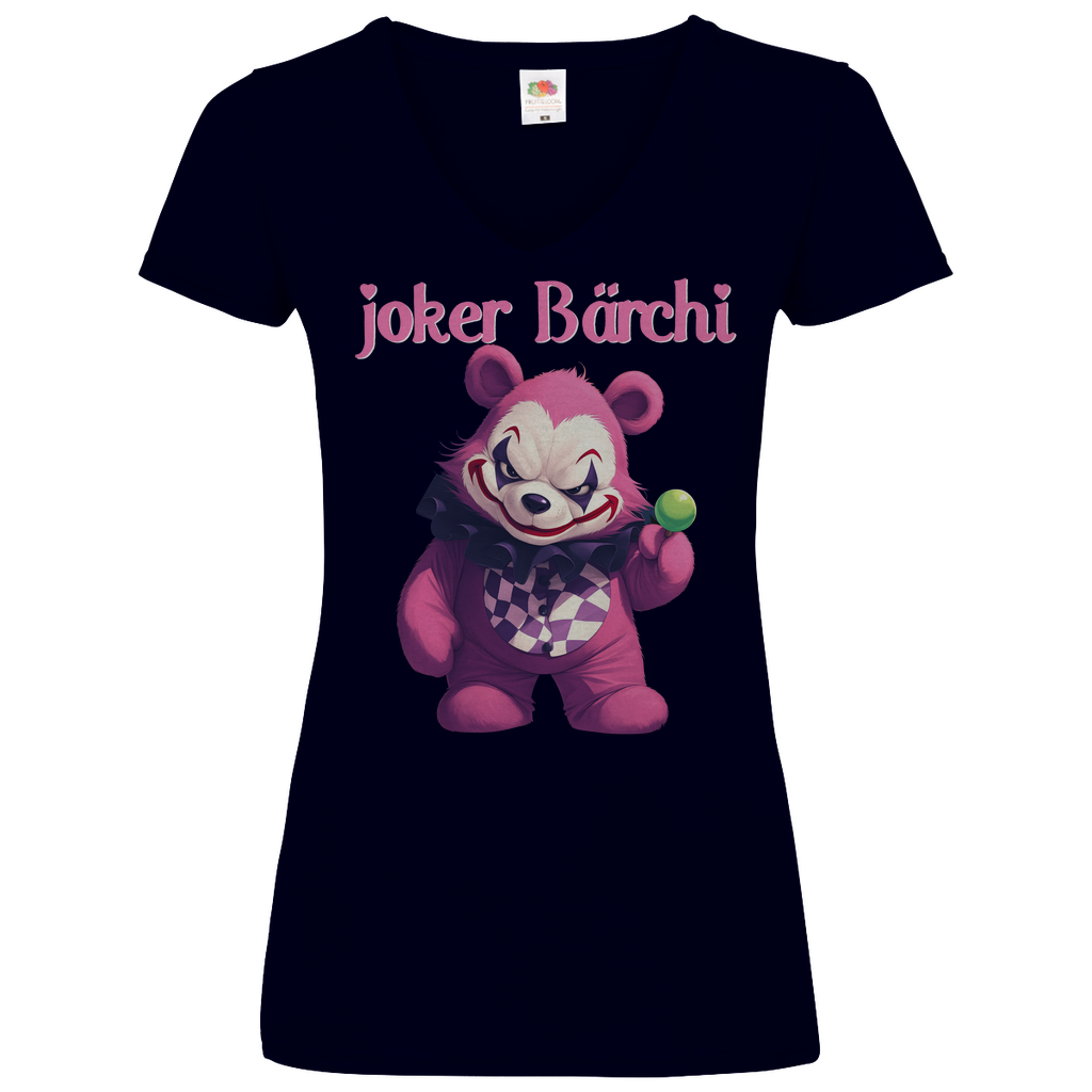 Joker Bärchi - Glücksbärchi - V-Neck Damenshirt Deep Navy