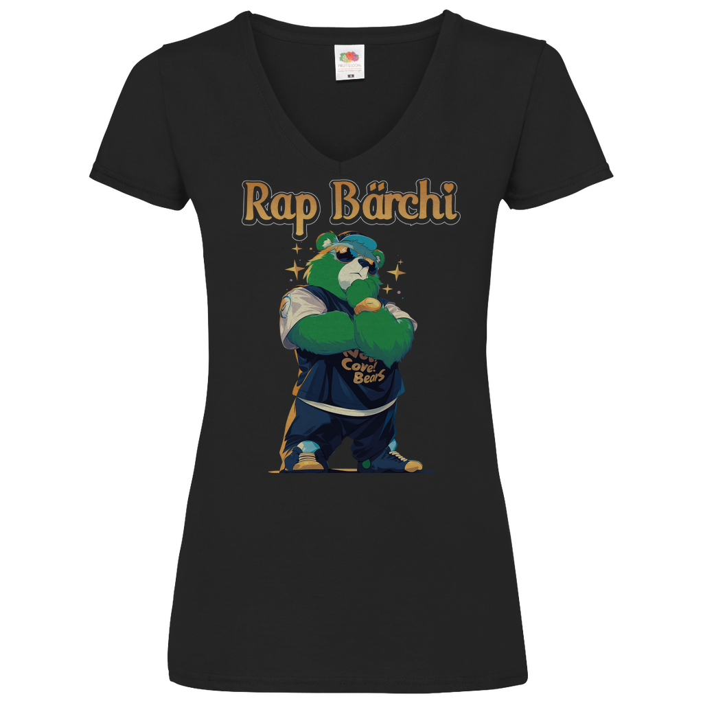 Rap Bärchi - Glücksbärchi - V-Neck Damenshirt Black