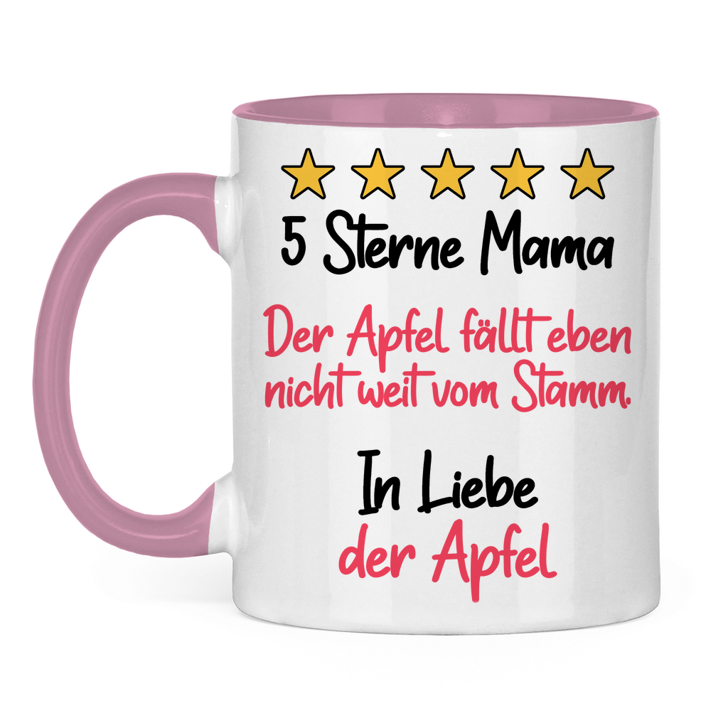 5 Sterne Mama in liebe der Apfel - Tasse zweifarbig Pink