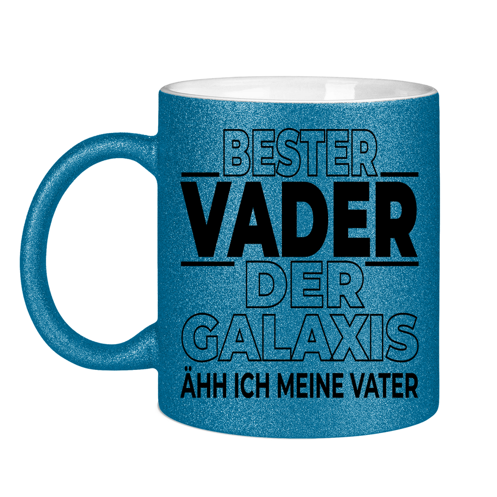 Bester Vader der Galaxis ähh ich meine Vater - Glitzertasse Blue Glitter One size