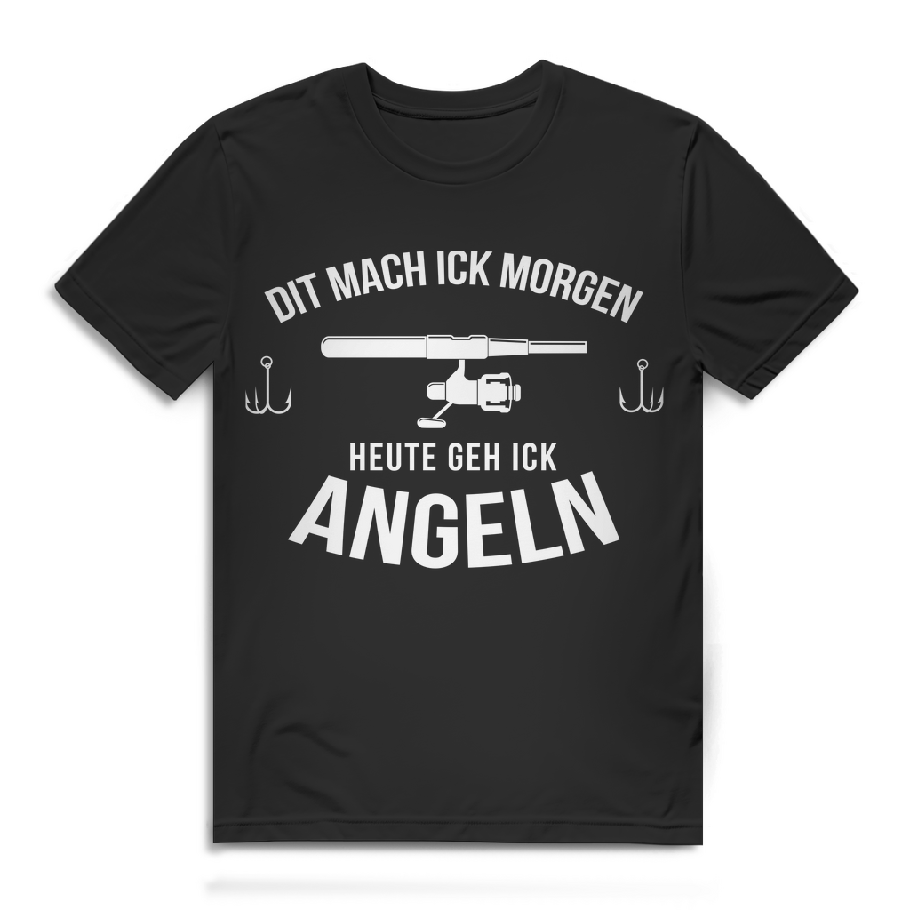 Dit mach ick morgen heute geh ick Angeln Herren Premium Bio T‑Shirt Petri‑Heil Black