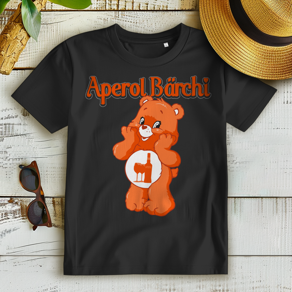 Aperol Bärchi Glücksbärchi Damen Shirt - Bär Sommer Party Funshirt Black