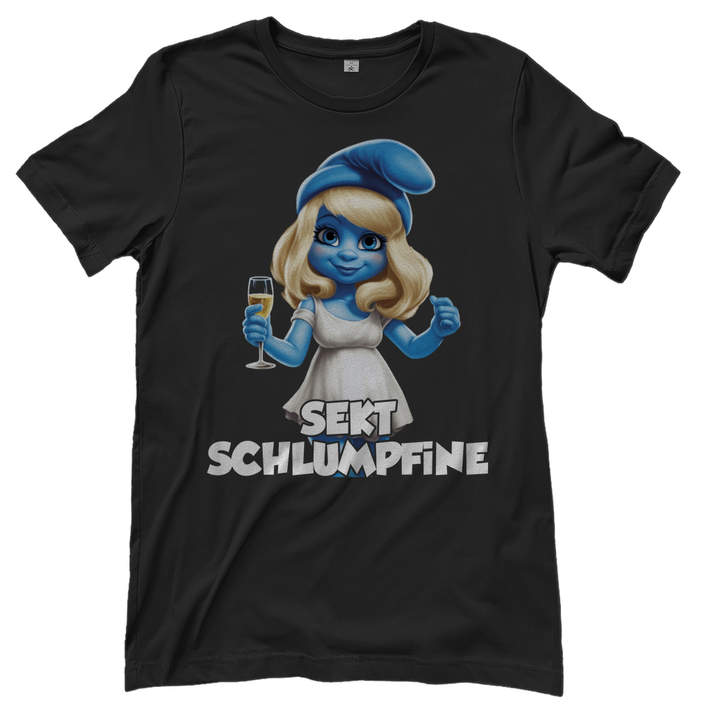 Sekt Schlumpfine Grafik - Damenshirt Black