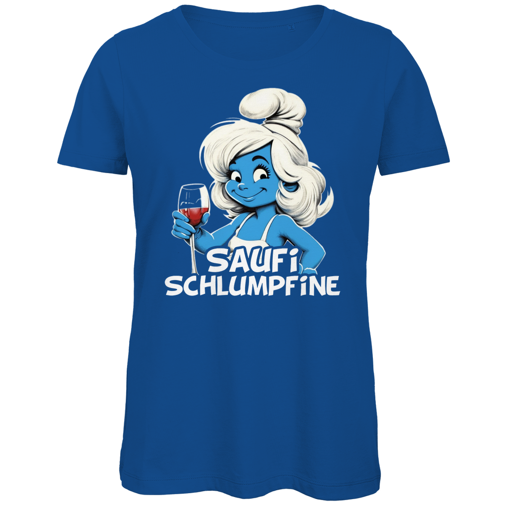 Saufi Schlumpfine Grafik - Damen Premium Bio T-Shirt Royal Blue