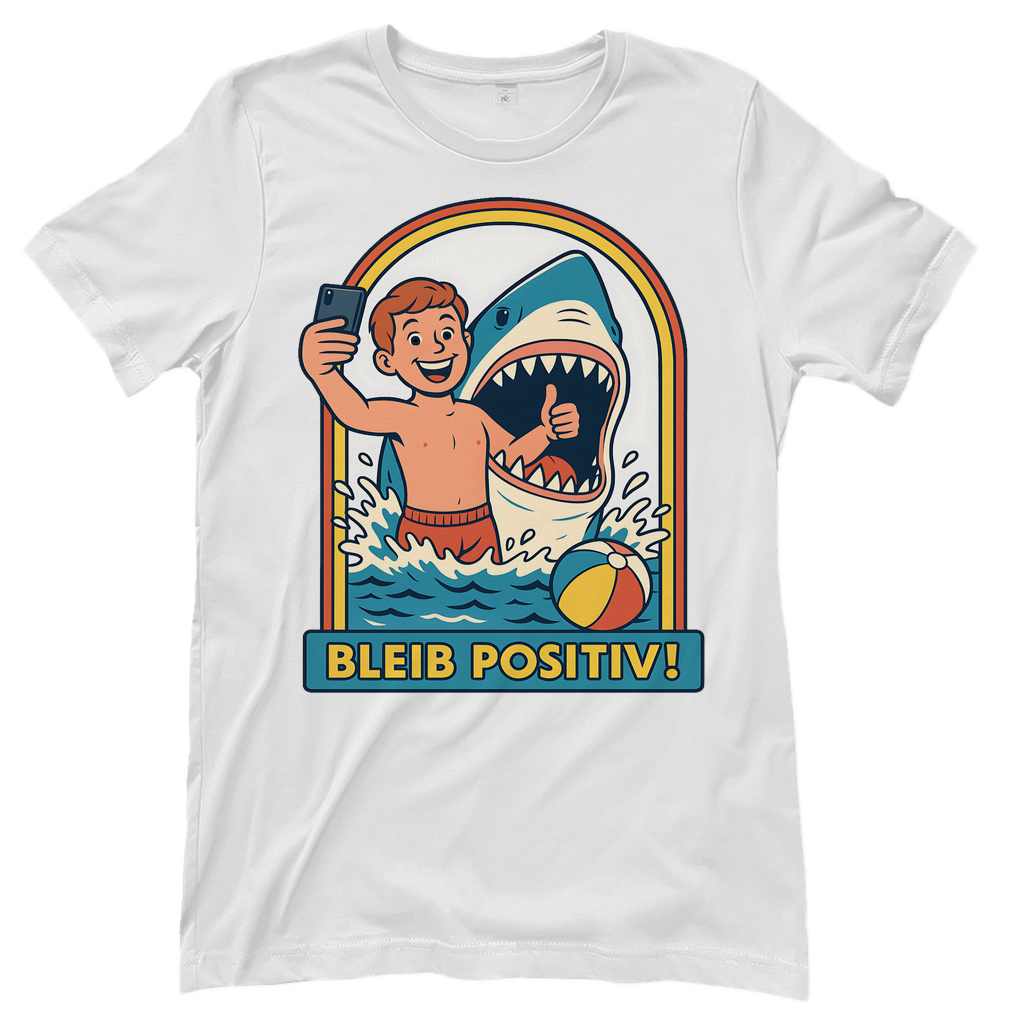 Bleib Positiv Hai Selfie Retro - Damen T-Shirt White