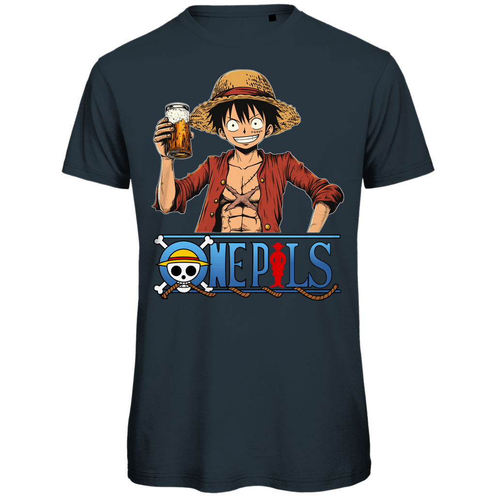 One Pils - One Piece Ruffy - Herren Premium Bio T-Shirt Dark Grey Solid