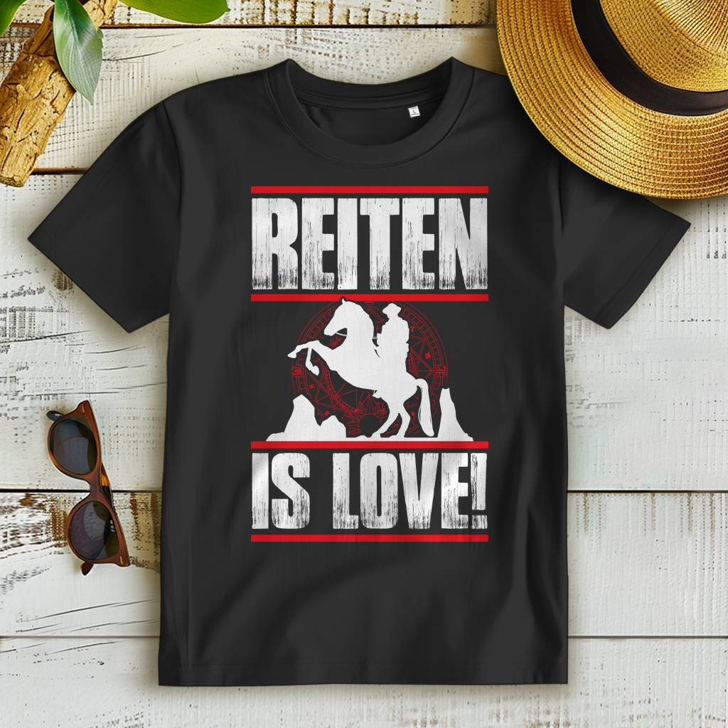 Reiten is Love Shirt Damen – Pferdeliebe Statement T-Shirt für Reiterinnen