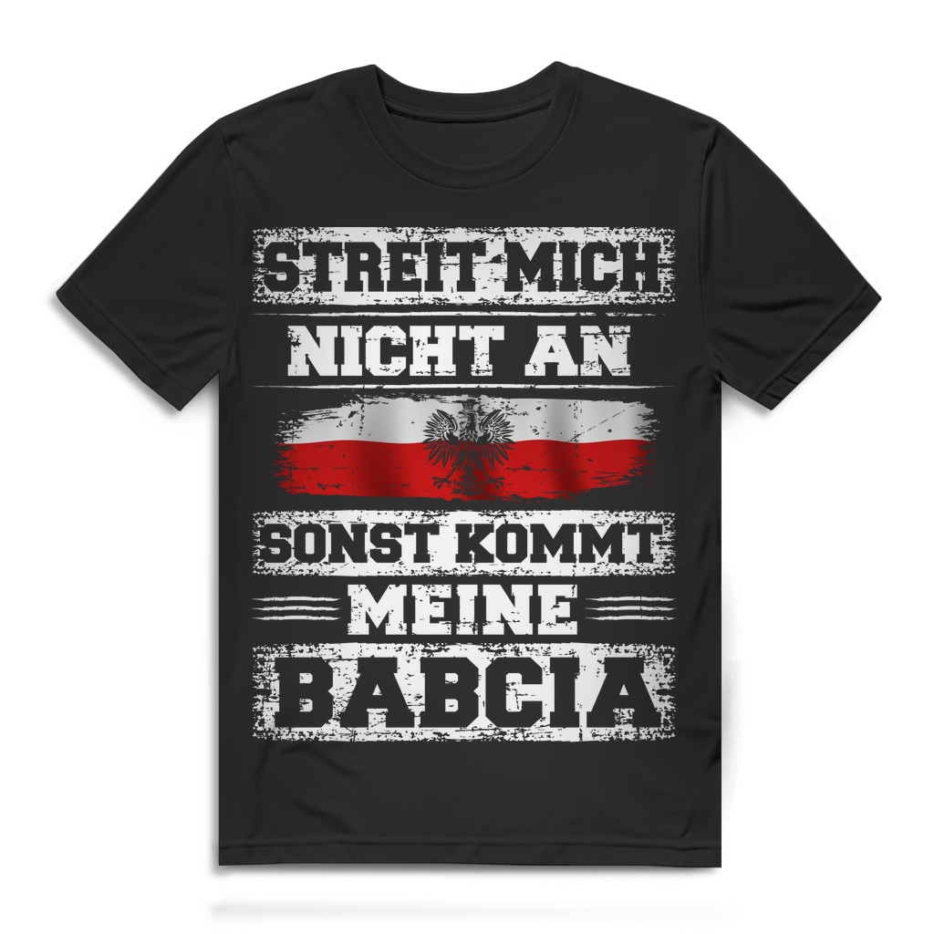 Herren T-Shirt Babcia Polnisches Shirt Streit mich nicht an Bio Baumwolle Black