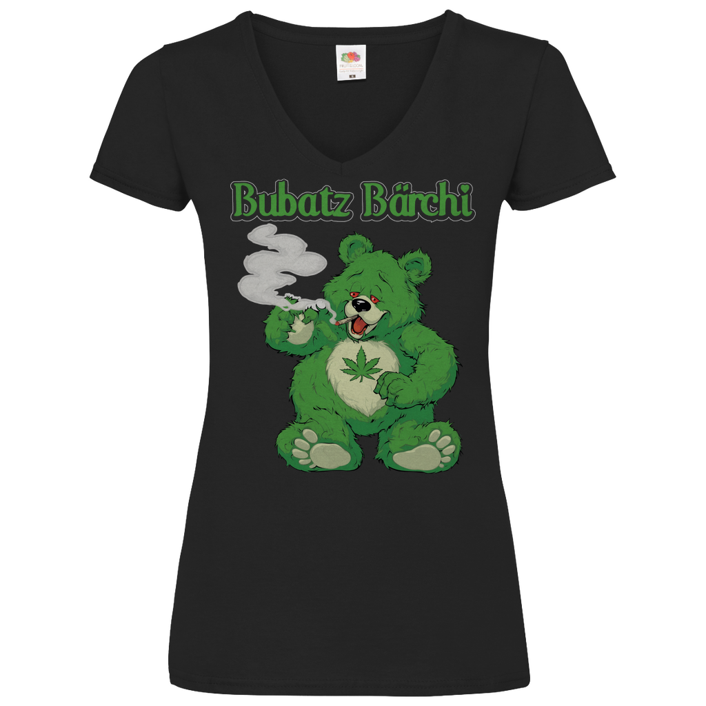 Bubatz Bärchi - Glücksbärchi - V-Neck Damenshirt Black