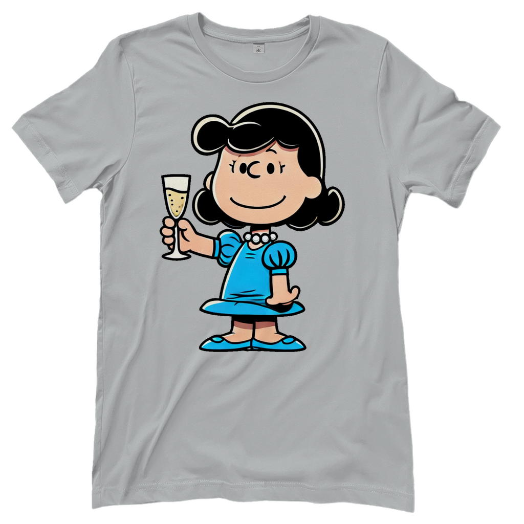 Lucy van Pelt mit Sekt - Die Peanuts - Damenshirt Pacific Grey