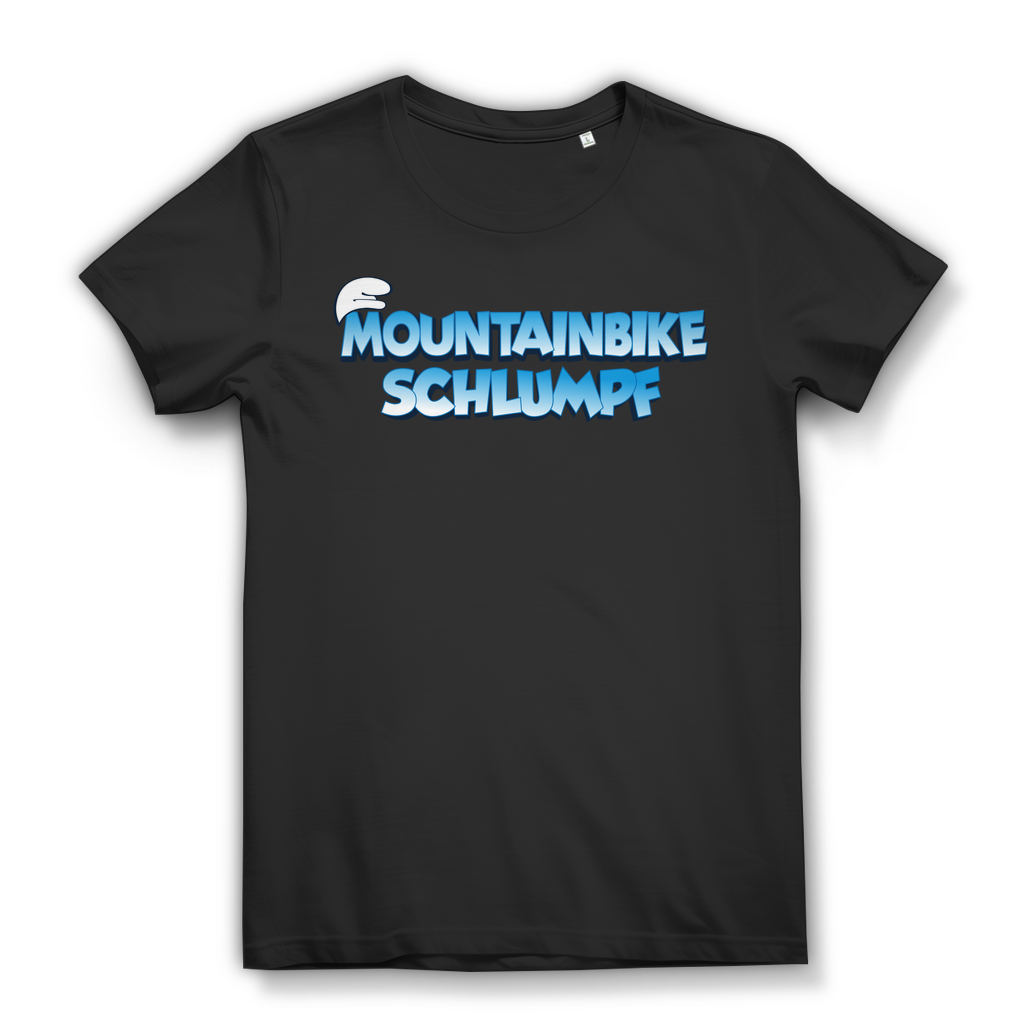 Damen MTB Shirt Mountainbike Schlumpf Fun Fahrrad Spruch Bio Baumwolle Black