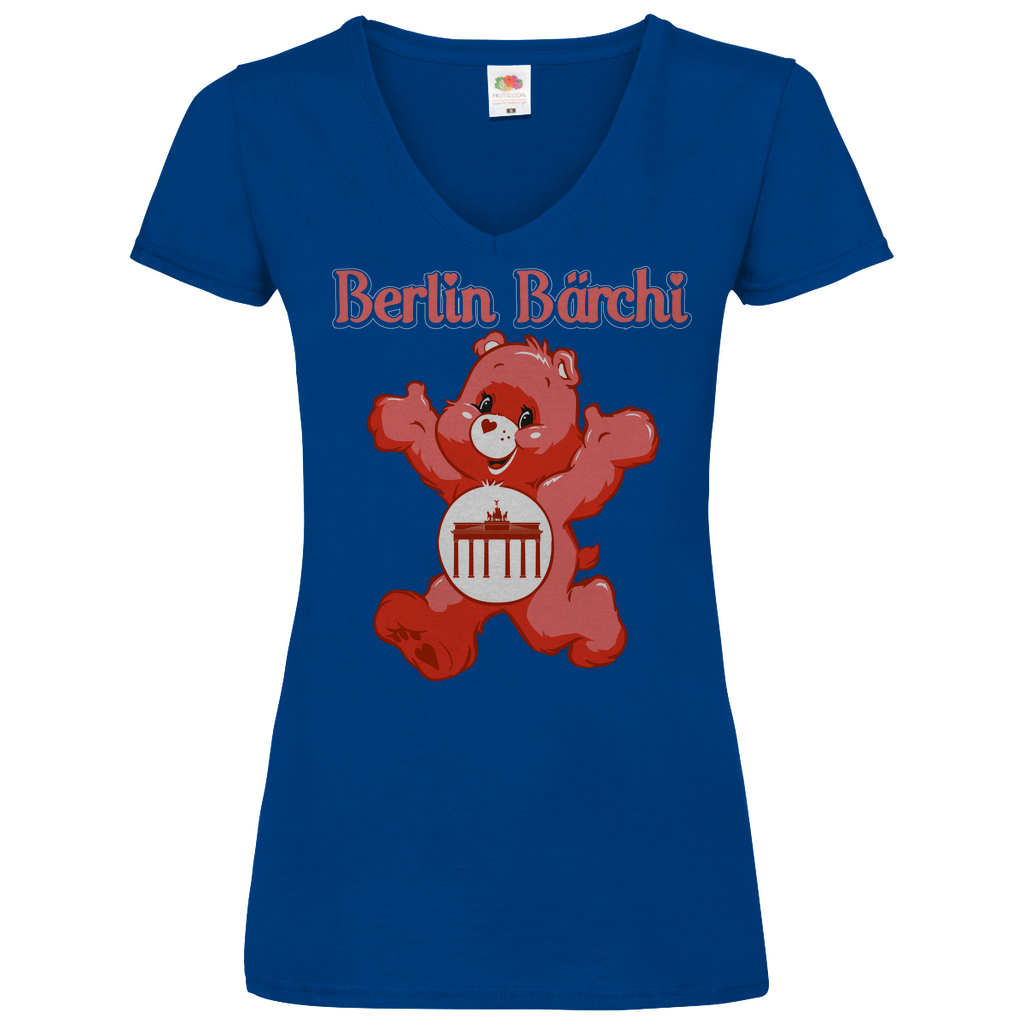 Berlin Bärchi - Glücksbärchi - V-Neck Damenshirt Royal Blue