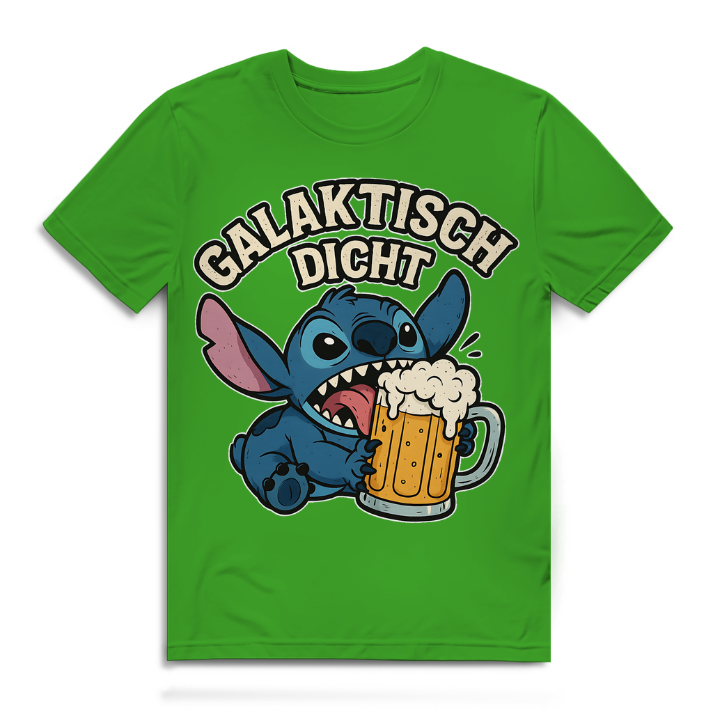 Stitch Galaktisch Dicht Bier Alien - Herren Premium Bio T-Shirt Real Green