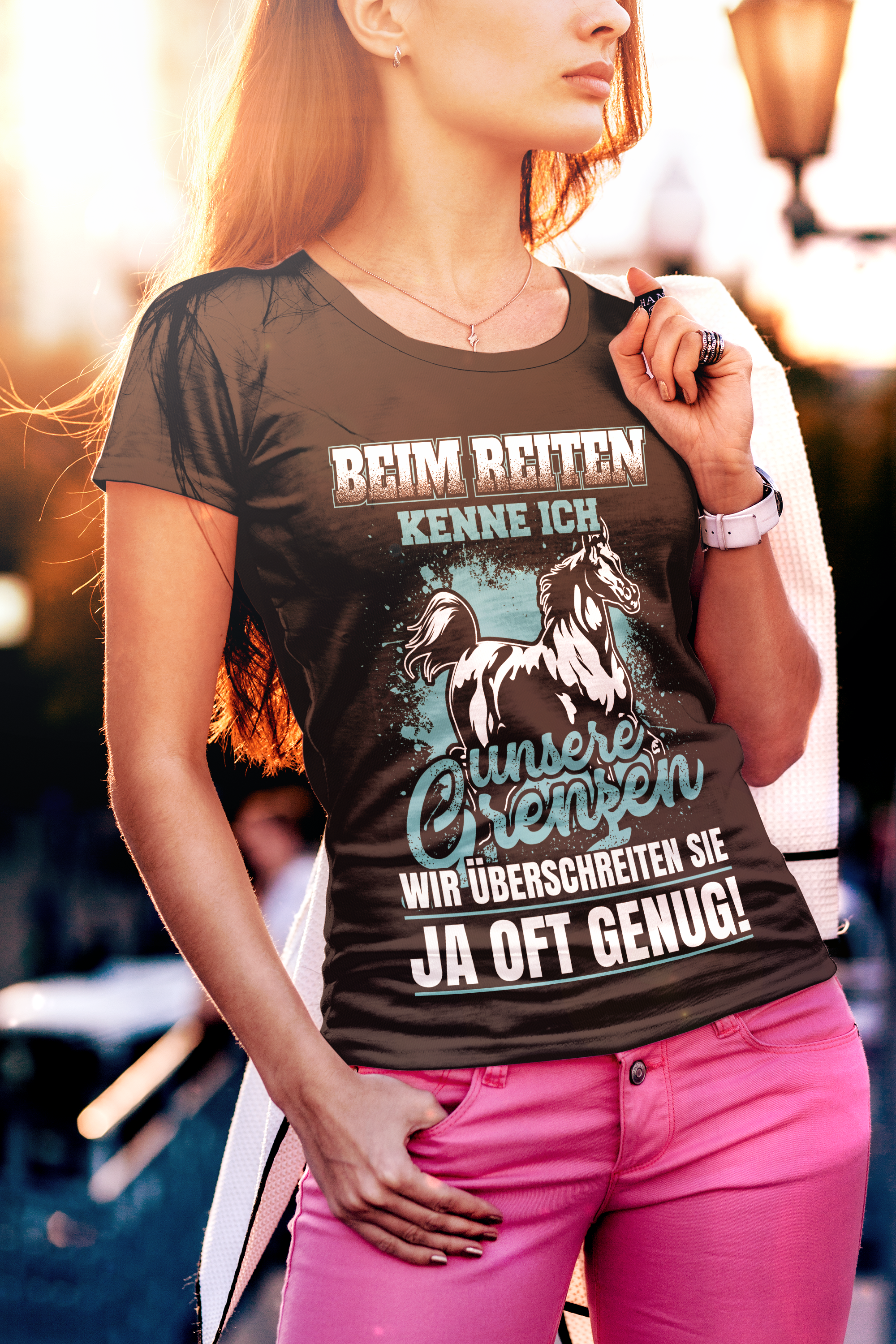 Reiterin Shirt Frauen – Beim Reiten kenne ich unsere Grenzen – Pferde Design