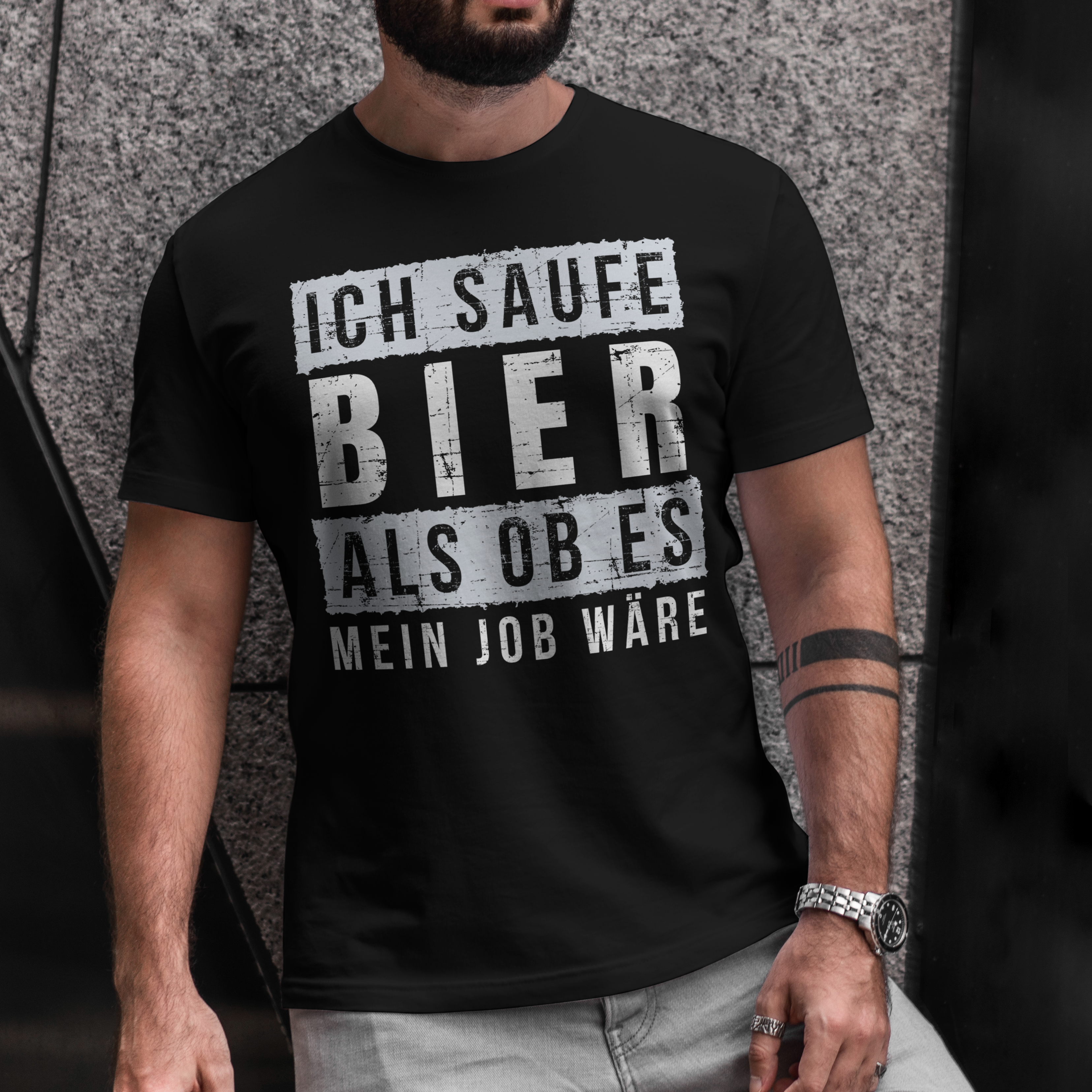 Ich saufe Bier als ob es mein Job wäre – Lustiges Herren T Shirt mit Spruch