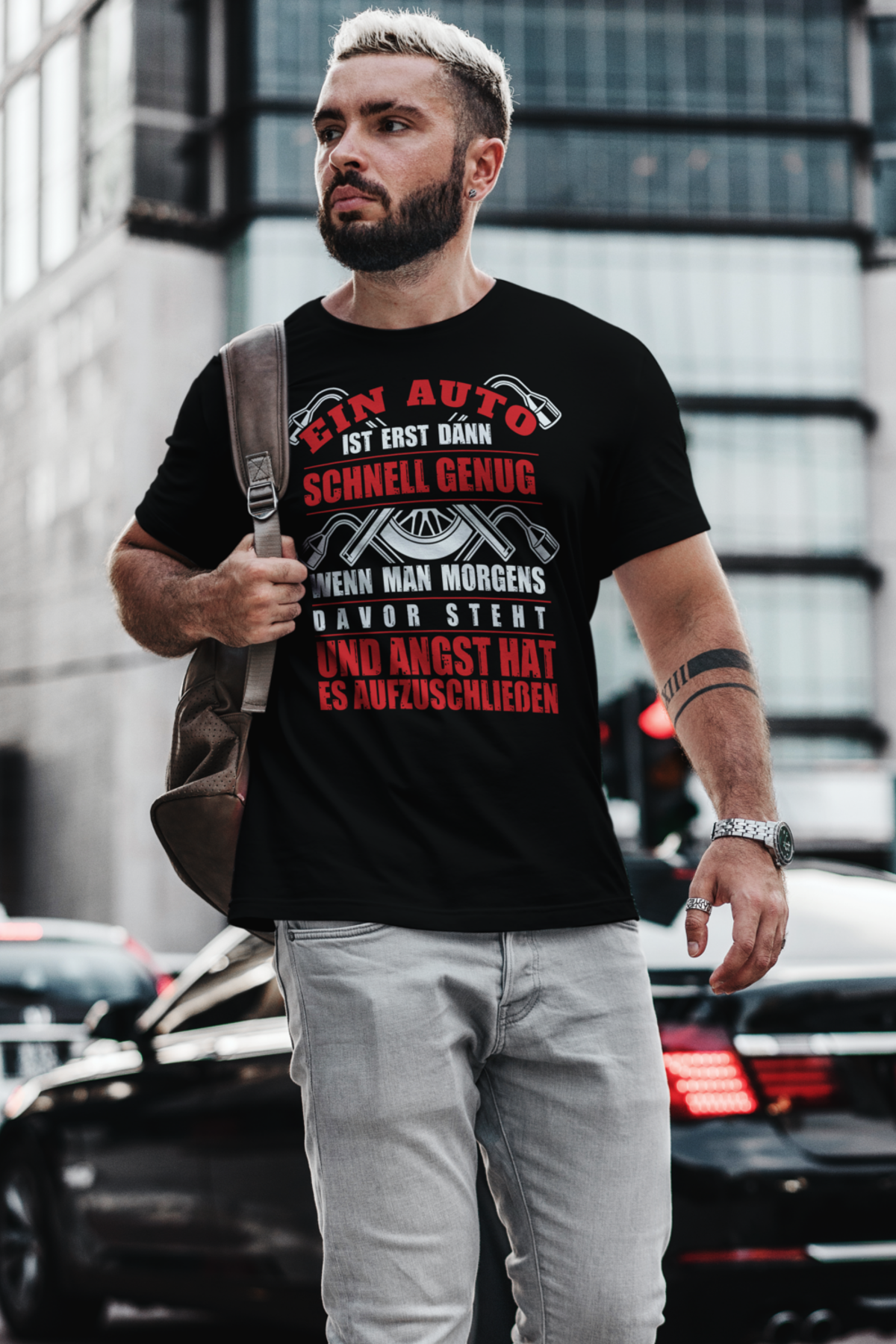 Autoliebhaber Shirt Männer Schnell genug ist es nur mit Angst vorm Aufschließen