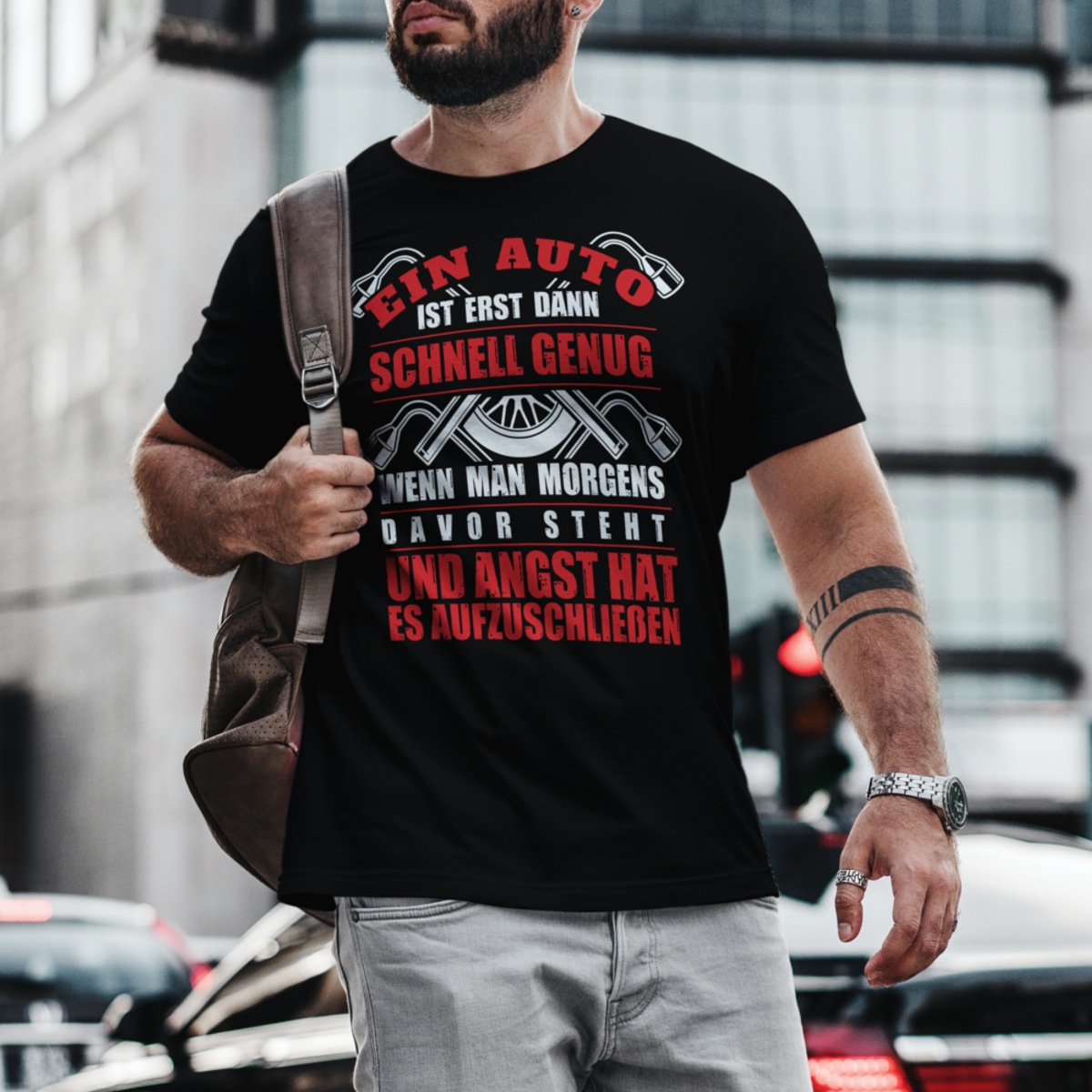 Autoliebhaber Shirt Männer Schnell genug ist es nur mit Angst vorm Aufschließen