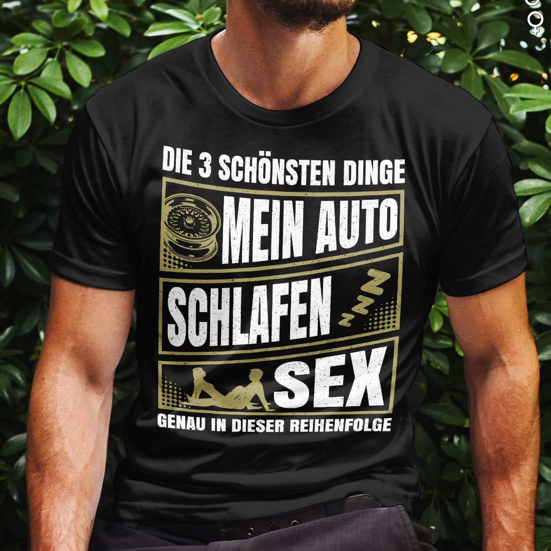Mein Auto Schlafen Sex Shirt – Lustiges Männer Funshirt mit Prioritäten Spruch