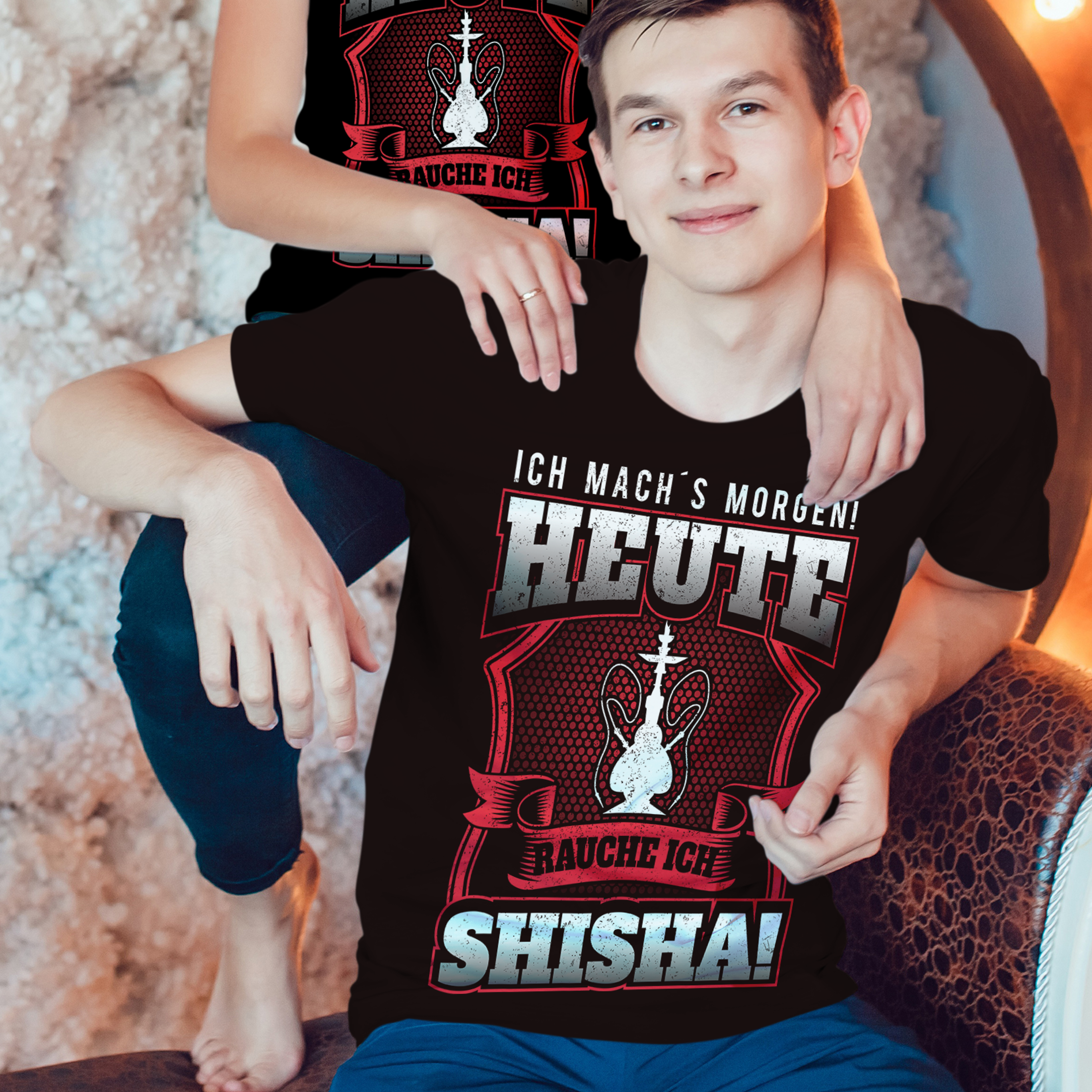 Herren T-Shirt Ich machs morgen heute rauche ich Shisha - Hookah Shirt