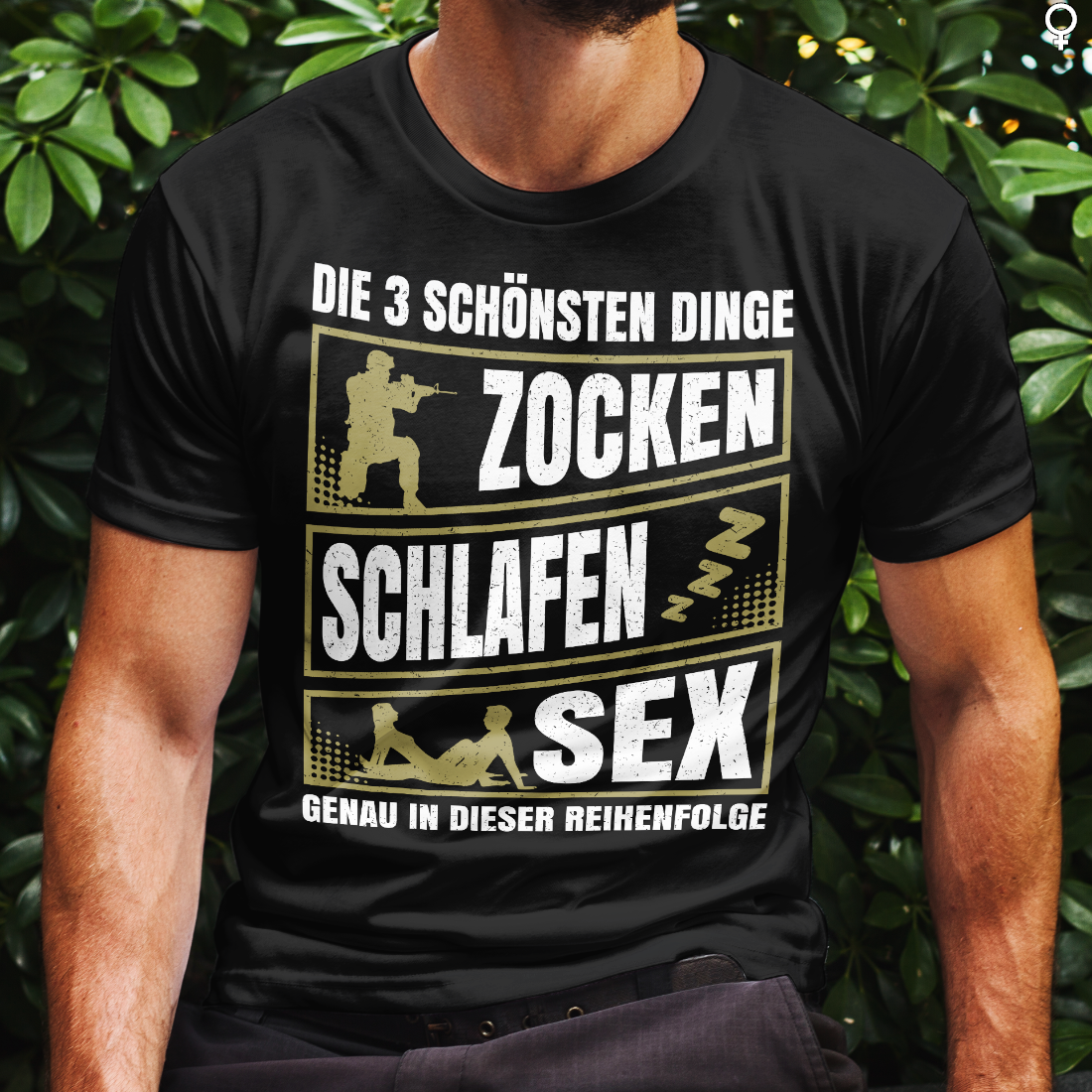 Gamer Funshirt Männer – Die 3 schönsten Dinge: Zocken Schlafen Sex